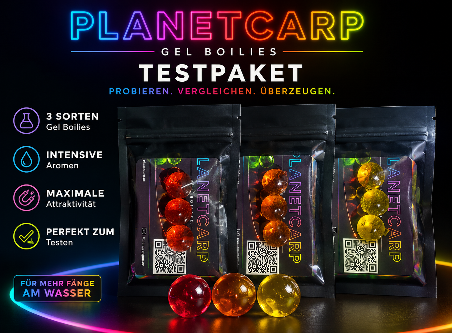Planetcarp Gel Boilies – Testpaket | 3 Sorten zum Ausprobieren